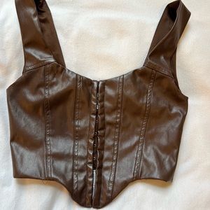 Princess polly faux leather corset top - brown